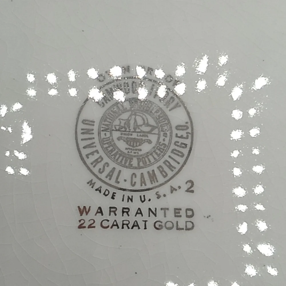 Vintage Camwood Ivory National Brotherhood of Operative Potteries USA 22k gold